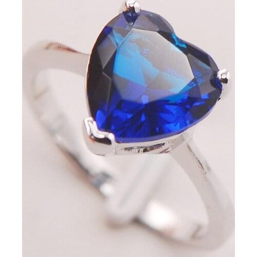 Blue Crystal Zircon Women 925 Sterling Silver Ring F760 Size 5 6 7 8 9