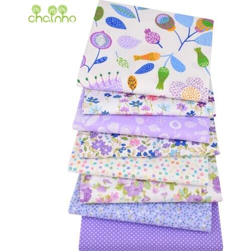 Printed Twill Cotton Fabric,Patchwork Cloth,DIY Quilting & Sewing Material,8 Designs,Purple Floral Series