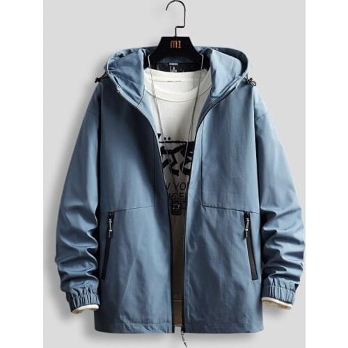 Spring and Autumn Mens Jackets Hip-Hop Windbreaker Hooded Casual Zipper Coats Mens Casual Streetwear Male Clothing AU-207