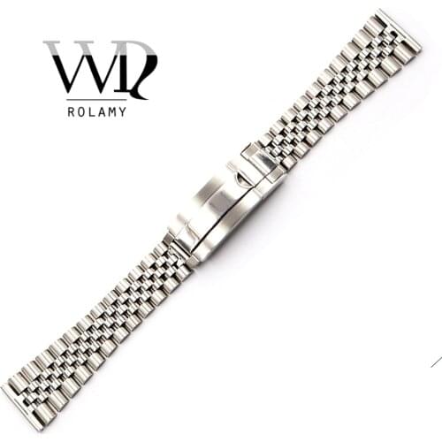 Rolamy 20 22mm Wholesale Stainless Steel Glide Lock Replacement Wrist Watchband Strap Bracelet For Omega IWC Tudor Seiko