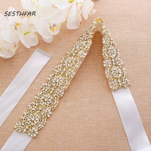 Wedding Belt Elegant Bridal Rhinestones Belt Hand Beaded Crystal Belt For Wedding Evening Dress J202G