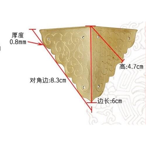 Corner Brackets Chinese antique jewelry box copper Zhangmu three package corner 6CM copper flower corner carved auspicious cloud