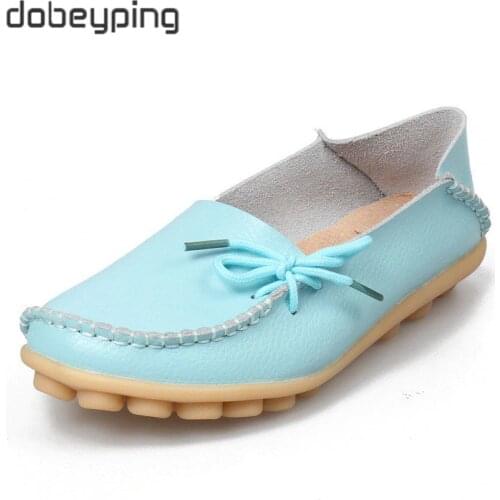 New Women Real Leather Shoes Moccasins Mother Loafers Soft Leisure Flats Female Driving Casual Footwear Size 35-44 In 24 Colors