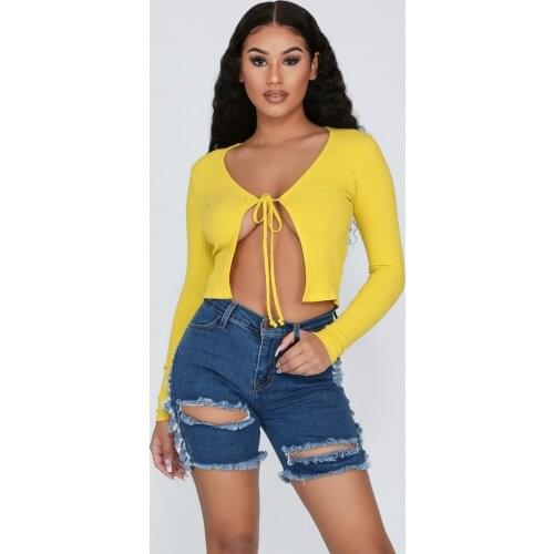 2021 Women Ripped High Waist Solid Color Straight Casual Jeans Shorts Summer Shorts Jeans