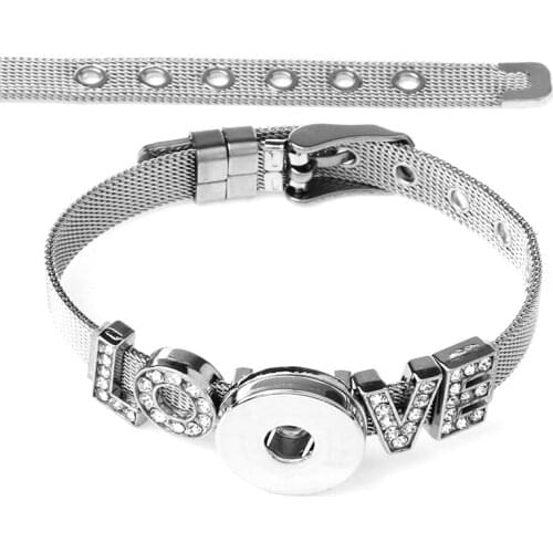 New Snap Jewelry Stainless Steel Charm Bracelet For Woman Fit 18mm Snap Button Jewelry The Bloomer Snap Bracelets For Women