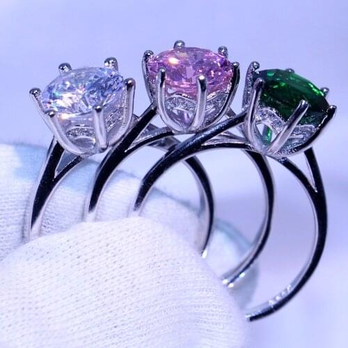 Size 5-10 Luxury Handmade Jewelry Pure 100% 925 Sterling Silver Solitaire 5A CZ Party Women Wedding Band Ring Gift Never Fade