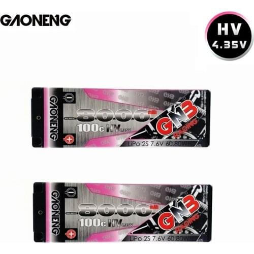 1-2pcs GNB 7.6V 8000mAh 100C 2S HV 4.35V Rechargeable Lipo Battery 5.0mm Banana Plug T Plug for 1:10 RC Car Boat