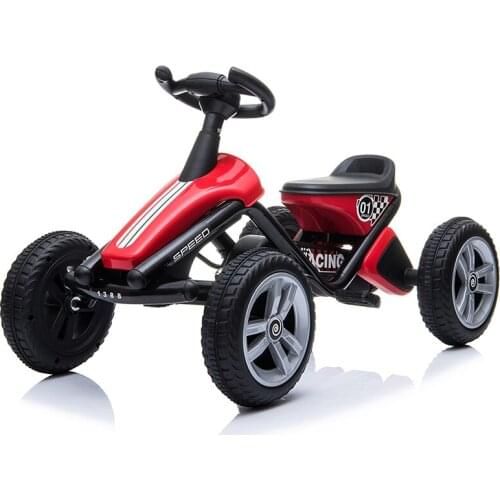 1-3ages Kids Pedal Go Kart, 4 Wheel Pedal Bicycle with Pedal Brake, Bicycle Rotation System Children Go Kart