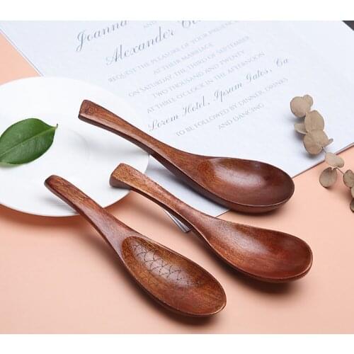 1Pcs Creative Wooden Soup Spoons Tableware Environment-friendly Kitchen Dessert Stirring Scoop Home Gadget Durable