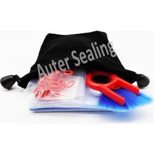 125pcs Keyboard Cherry MX o rings 40A cap puller Cleaning Brush , Cloth and Accessory Bag RED