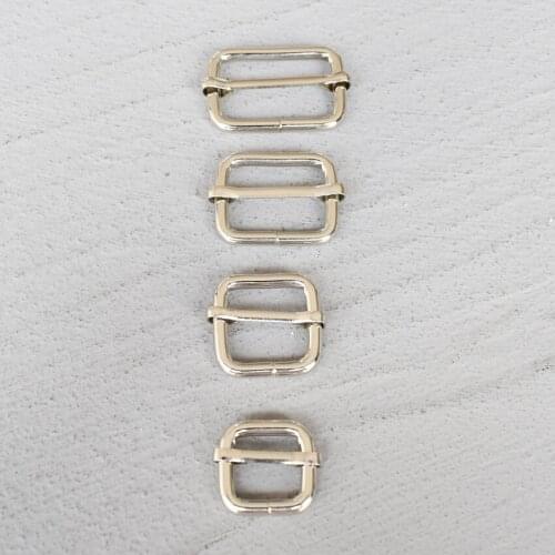 20 Pcs 15/20/25/30mm Silver Metal Slider Adjustment Buckle Slides Tri-glides Roller Handbag Strap Slider Adjuster Belt