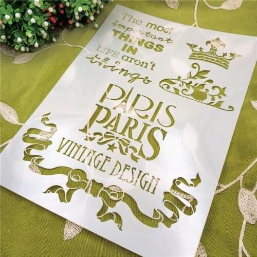 21*29.5cm Romantic Pari scrapbook stencils spray plastic mold shield DIY cake hollow Embellishment printing lace ruler Easter