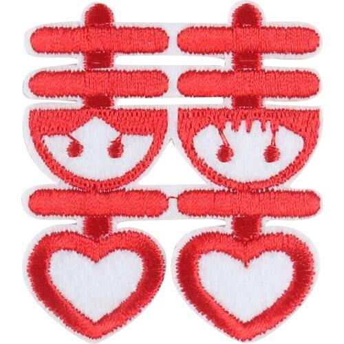 5PCS Chinese Style Red Double Happiness Hi Word Patches Iron on Clothing Stickers Embroidery Applique Wedding Decor Accessories