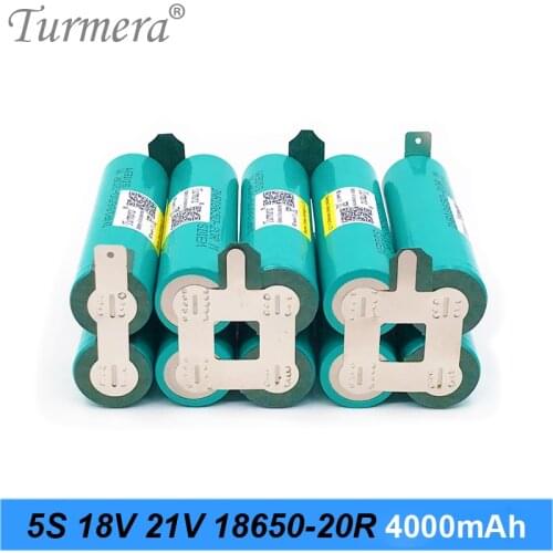 5S2P Battery Soldering Battery 18V 21V INR18650-20RM 4000mAh 20A for 18V Screwdriver 21V Shurika and Vacuum Cleaner Use Turmera