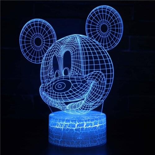 Acrylic Led Night Light Cartoon Mickey Mouse Shape LED Nightlamp for Bedroom Decorative Disney 3d Led Lamp Manga Birthday Gifts