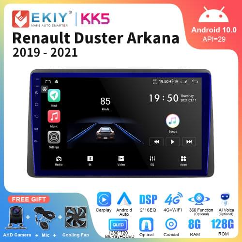 EKIY Android 10.0 Car Radio For Renault Duster Arkana 2019 Navigation GPS Multimedia Video Player Stereo Head Unit No Double Din