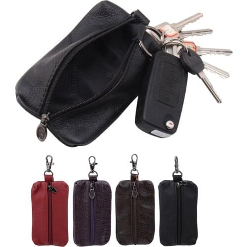 Car Key Case Leather Men Women Wallets Key Holder Housekeeper Covers Zipper Bag Keychain Cover for Keys Organizer Card Bag Gifts