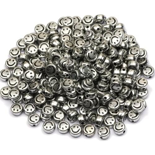 100-500pcs/Lot 4x7mm Round Shape Acrylic Spaced Beads Smile Face Beads For Jewelry Making DIY Charms Bracelet Necklac Beaded