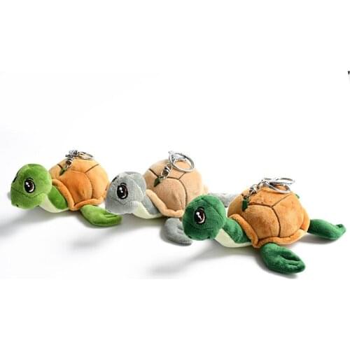 16cm Long Cartoon Turtle Soft Key Chain Ring Stuffed Cotton Plush Keychains Doll Toy
