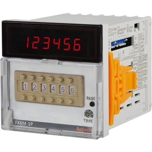 FX6M-1P4 Counter & Timer, W72 x 72mm, 6 digit, LED, 1 Preset, 2 Relay Output, 100 -240VAC