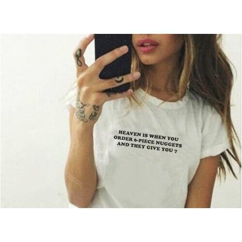 Heaven Is When You Graphic Tees Casual hipster Outfits Tumblr Short Sleeve Tops Unisex Cotton Girl t shirt Summer shirts