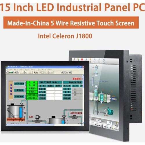 [HUNSN DA08W],15 Inch LED Industrial Panel PC,Intel Celeron J1800,5 Wire Touch Screen,Support Windows10/Linux Ubuntu