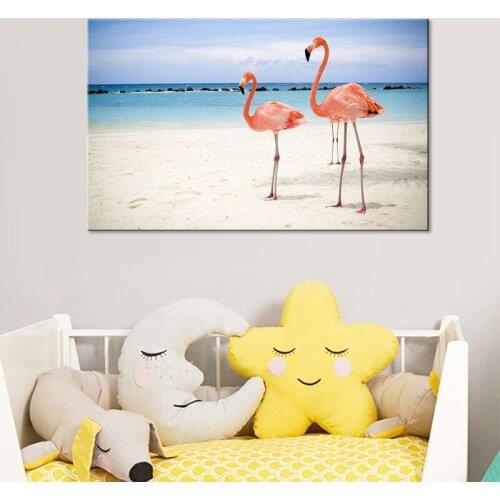 JHLJIAJUN Nordic Pink Flamingo Painting Nordic Animal Wall Art Print And Poster Dining Living Room Bedroom Home Decor