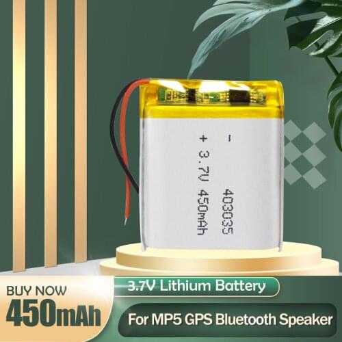 403035 043035 3.7V 450mAh Lithium Polymer Li-Po Rechargeable Battery For MP3 MP4 GPS Bluetooth Audio Speaker Walkman Massage