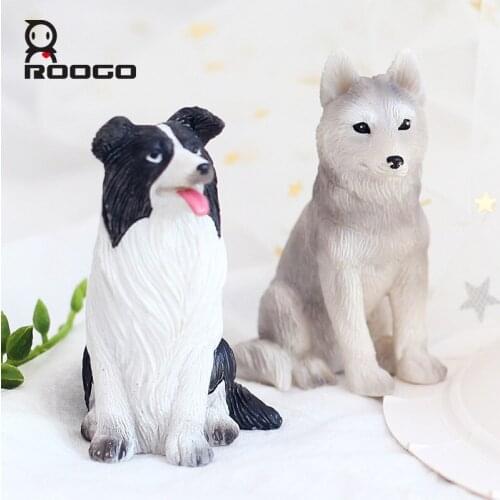 Roogo Miniature Figurines Resin Home Decoration Accessories Cute Dog Ornament Decorative Room Gifts Kids Fairy House Decor