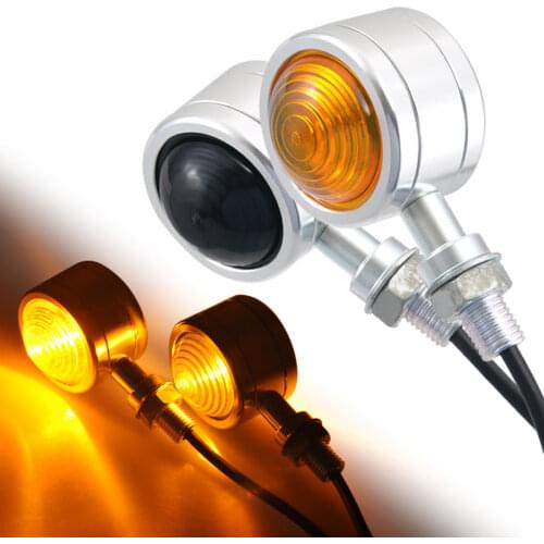 Motorcycle 12V Small Round Double Lens LED Turn Signal Blinker Amber Indicato Light For Harley Suzuki Cafe Racer Custom