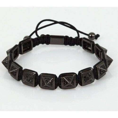 Men Bracelets Jewelry Square Beads Braiding Macrame Bracelet Luxury Style Match Watch for Men Best Gift ZSB-193