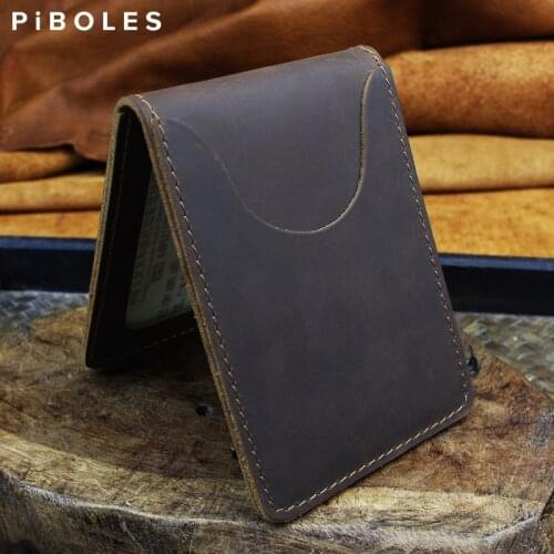 Crazy Horse Leather Mens Wallet Handmade Driver License Holder Bag Portable Car Auto Document Slot Genuine Leather Coin Purse