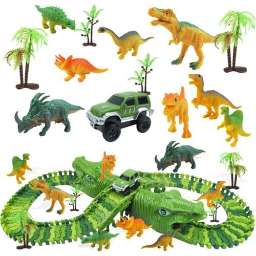 153 Pieces Dinosaur Toys Set Kids Dinosaur Race Track Toy Set Track Playset Track Roller Coaster Gift For Children Toddlers Kids