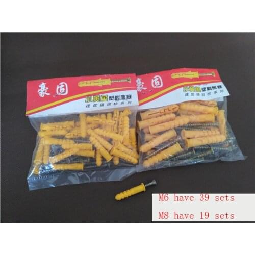 ScrewsM6 M8 Self-tapping Screws Small Yellow Fix Screw Plug Pipe Plastic Wall Mounted Anchor Expansion Bolt Tube Set
