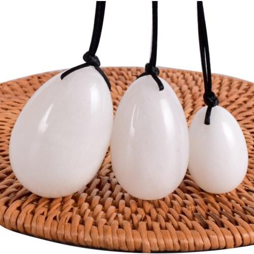 White Jade Egg Drill Natural Stone Mineral Quartz Yoni Ball Set Healing Massage Kegel Exercise Pelvic Floor Muscle Care Tool