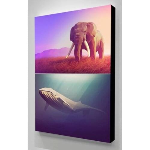Wall Art HD Prints Purple Elephand Shark Home Decor Poster Animal Cute Pictures Canvas Paintings For Living Room Frame Artwork
