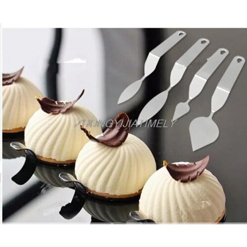 Stainless steel chocolate feather knife,food leaf modeling tool, curved dessert decoration spatula, dish decoration making knife