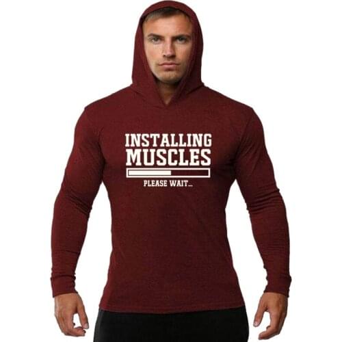 Autumn New INSTALLING MUSCLES Funny Mens Crew O-Neck Cotton TShirts LIFT BRO WORKOUT SLOGAN BIRTHDAY T Shirt Print Hoodie Tees