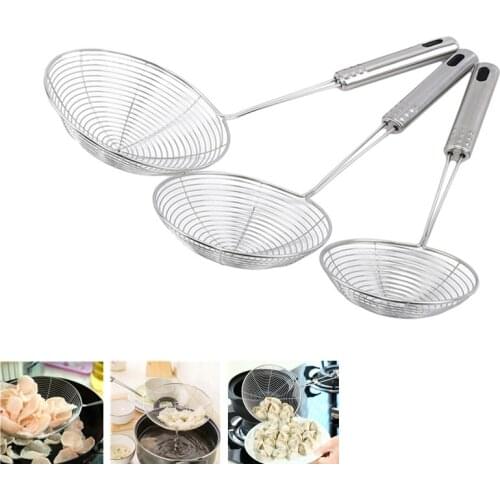 Oval Skimmer Stainless Steel Filter Oil Pot Food Filter Cookware Colander Fried Filter Kitchen Strainer Baking Cooking Tools