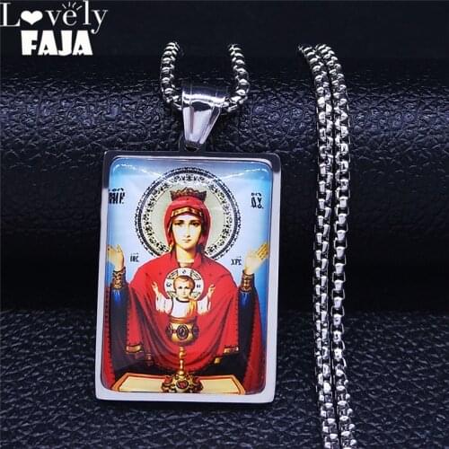 2021 Catholic Goddess Jesus Stainless Steel Chocker Necklace for Men/Women Silver Color Geometry Jewelry collier homme N5214S03