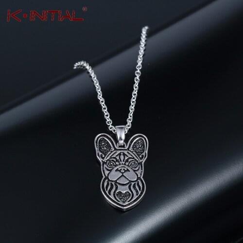 Kinitial Animal Pendant Necklace French Dog puppy French Bulldog necklace pendant Jewelry for Girl Women Birthday Wholesale