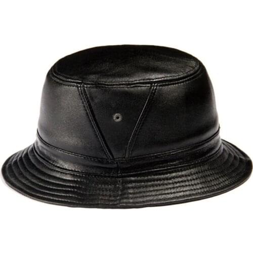 Women Men Real Sheep Leather Bucket Hats Caps Women Fishing Flap Hat Fedoras Beanies Tracker Hunting Caps