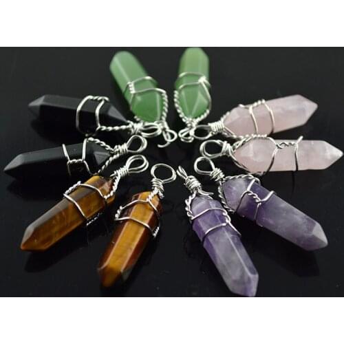 Mixed Color Semi-precious Stone Wire Wrapped Pendant Fit For Earring and Pendant Making 20pc/lot