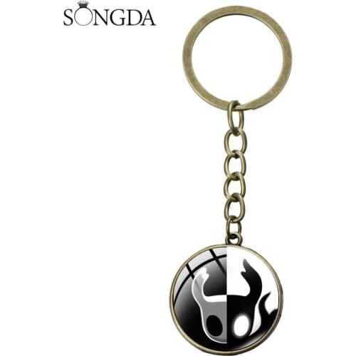 Hollow Knight Cartoon Keychain Fashion ACT Game Protagonist Glass Photo Dome Key Chain Game Fans Gift Bag Charm Pendants