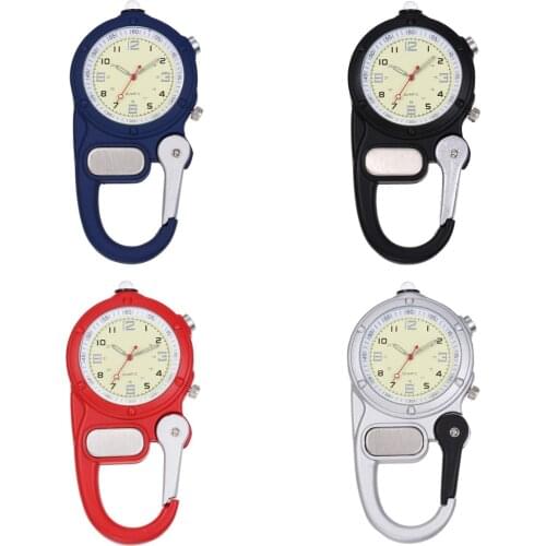 Portable Backpack Watch With Small flashlight Hook Up Watch Mini Carabiner Clip Pocket Watch For Doctors Nurses Traveler