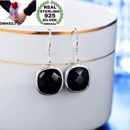 OMHXZJ Wholesale Personality Fashion OL Woman Girl Party Wedding Square Zircon 925 Sterling Silver 18KT Gold Earrings YE328