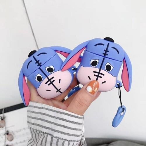 Silicone Cover For AirPods 2 1 Cute Donkey Airpods2 Protector Soft Airpod Earphone Accessories with Hooks for AirPods Cases