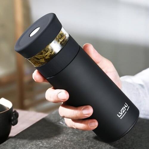 Thermos Bottle 304 Stainless Steel Tea Partition Mug Glass Tea Strainer Thermal Bottle Vacuum Flask 350ML 500ML
