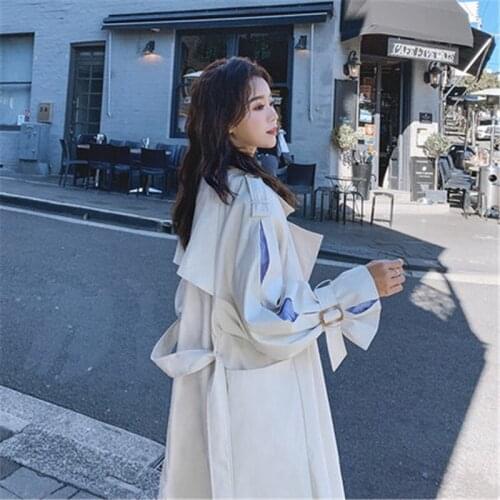 Spring Women Korean Splice Trench Coat Outerwear New 2021 Chic Epaulets With Belt Jaqueta Corta Vento Feminina Fashion Clothes