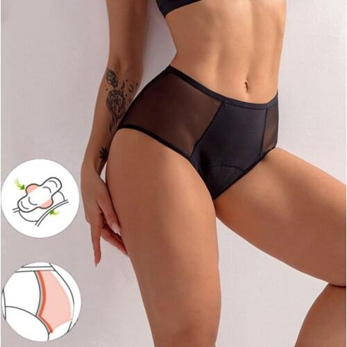 Womens Full Protection 4 Layers Period Panties Menstrual Underpants Washable Menstrual Underwear Briefs Safe And Leakproof
